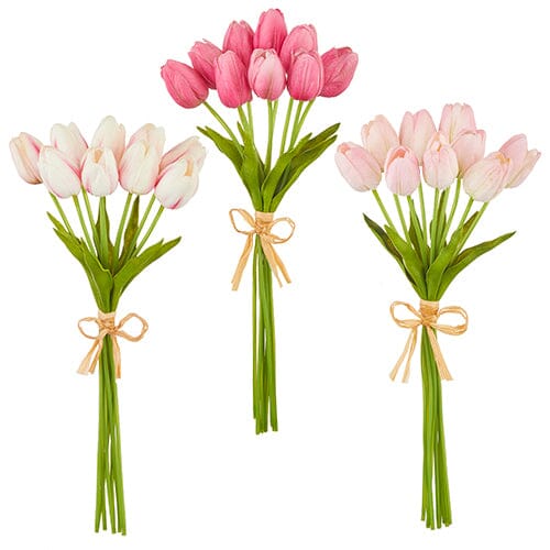 15" Real Touch Tulip Bundle - White and Pinks Floral RAZ 