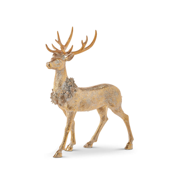 16" Gold Reindeers with Wreath Christmas Decor RAZ Standing 