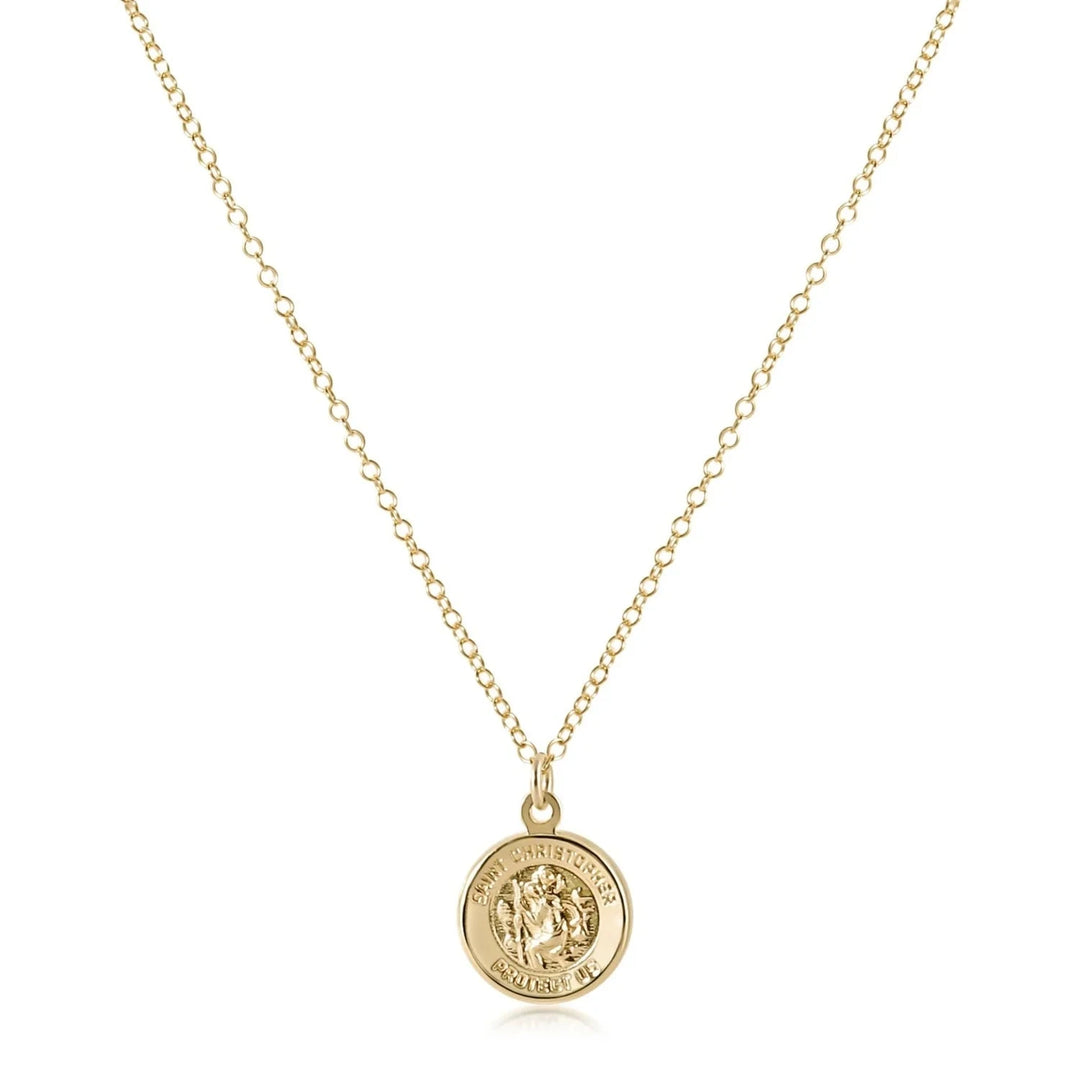 16" Necklace Gold - Protection Gold Disc Womens Necklace ENewton 