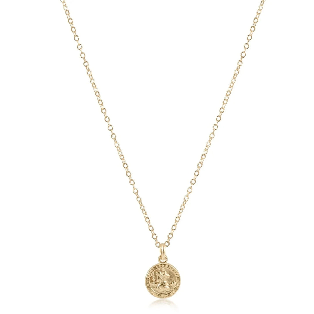 16" Necklace Gold - Protection Small Gold Disc Womens Necklace ENewton 
