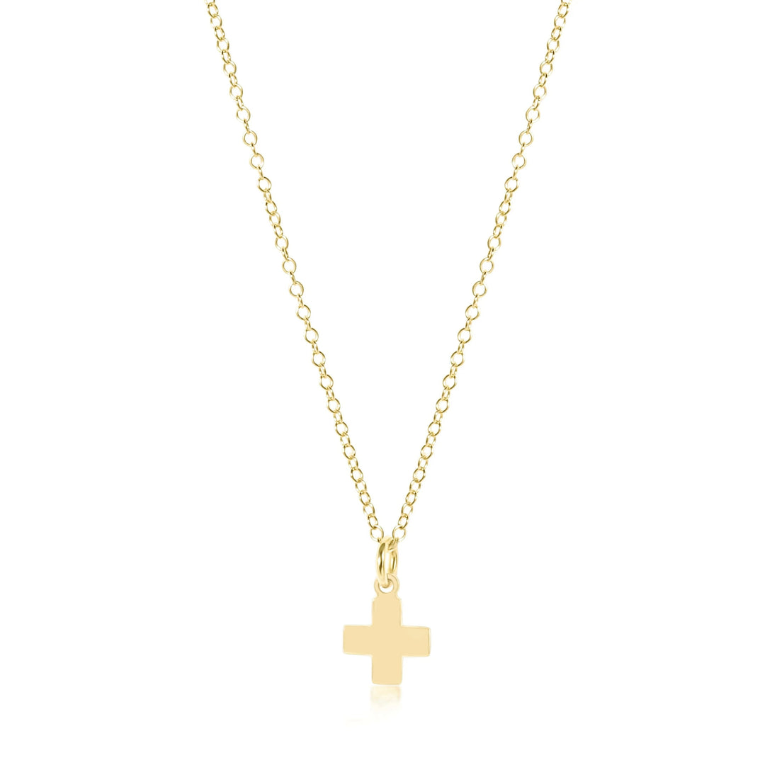 16" Necklace Gold - Signature Cross Gold Charm Girl Necklace ENewton 