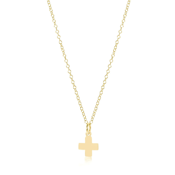 16" Necklace Gold - Signature Cross Gold Charm Girl Necklace ENewton 