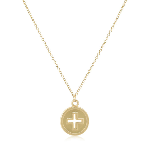 16" Necklace Gold - Signature Cross Gold Disc Womens Necklace ENewton 