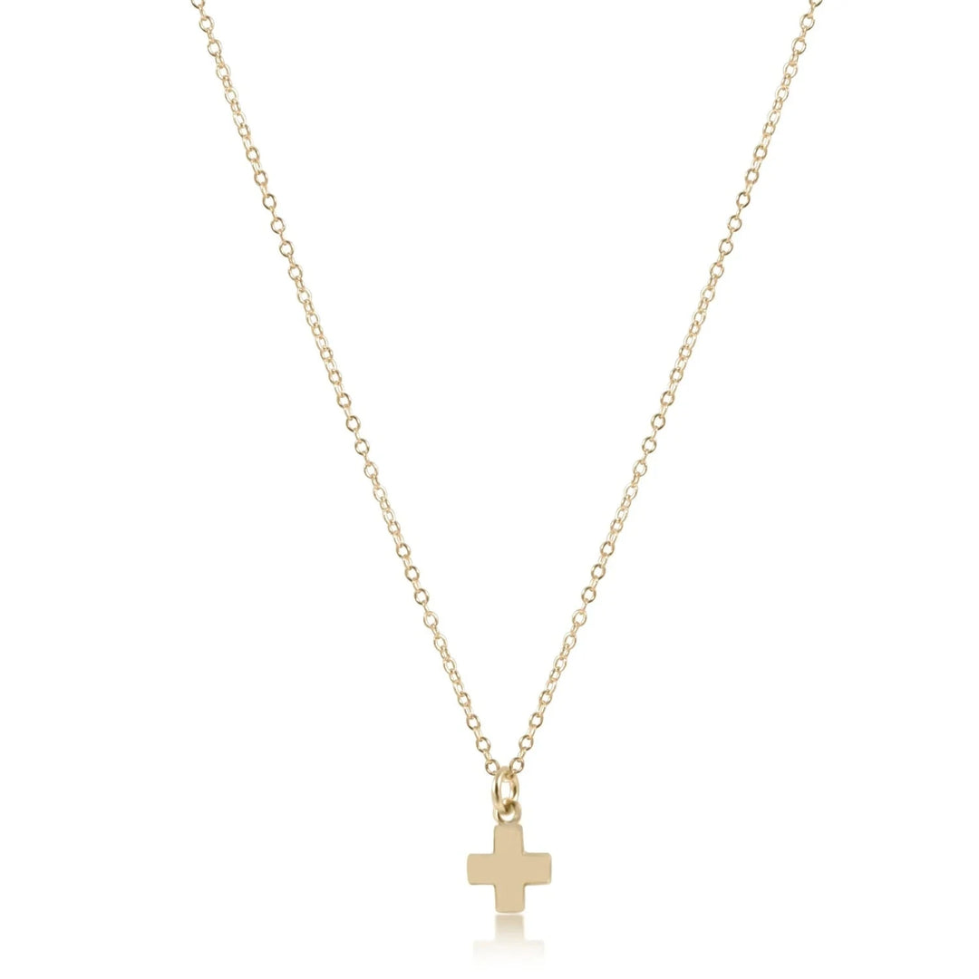 16" Necklace Gold - Signature Cross Small Gold Charm Womens Necklace ENewton 