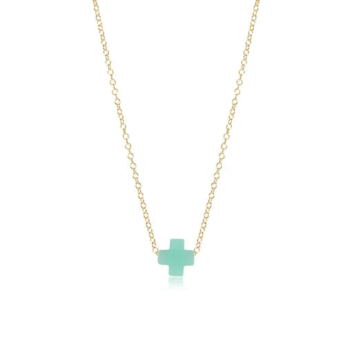 16" Necklace Gold with Signature Cross Necklace eNewton Mint 