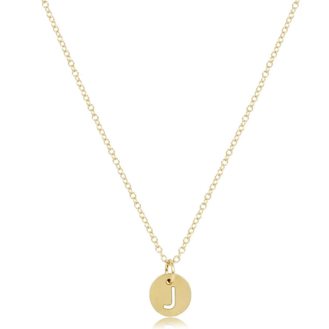 16" Respect Small Gold Disc Initials Necklace Womens Necklace ENewton 