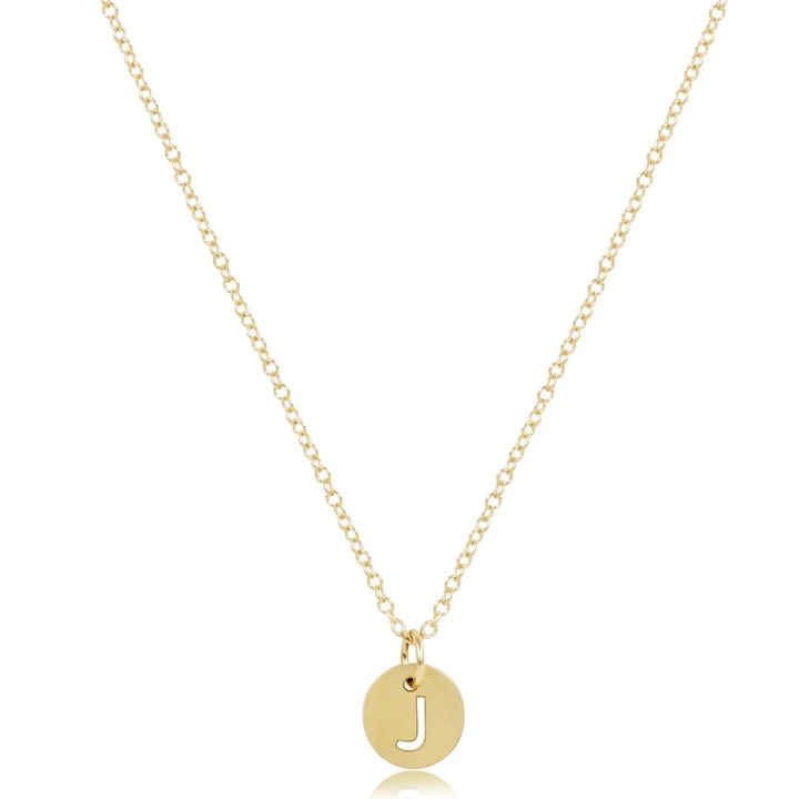 16" Respect Small Gold Disc Initials Necklace Womens Necklace ENewton 