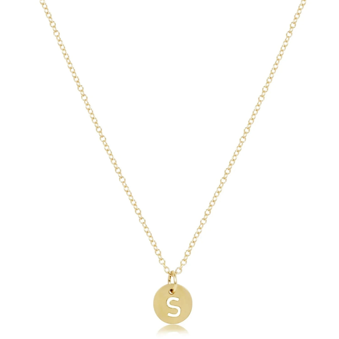 16" Respect Small Gold Disc Initials Necklace Womens Necklace ENewton 