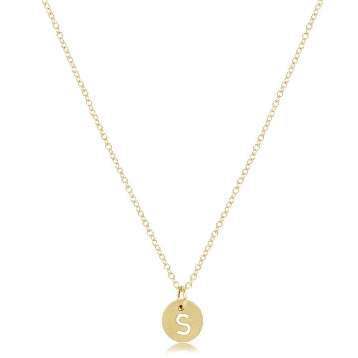 16" Respect Small Gold Disc Initials Necklace Womens Necklace ENewton 