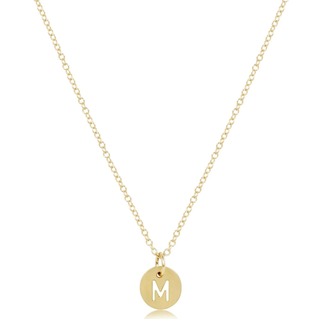 16" Respect Small Gold Disc Initials Necklace Womens Necklace ENewton 