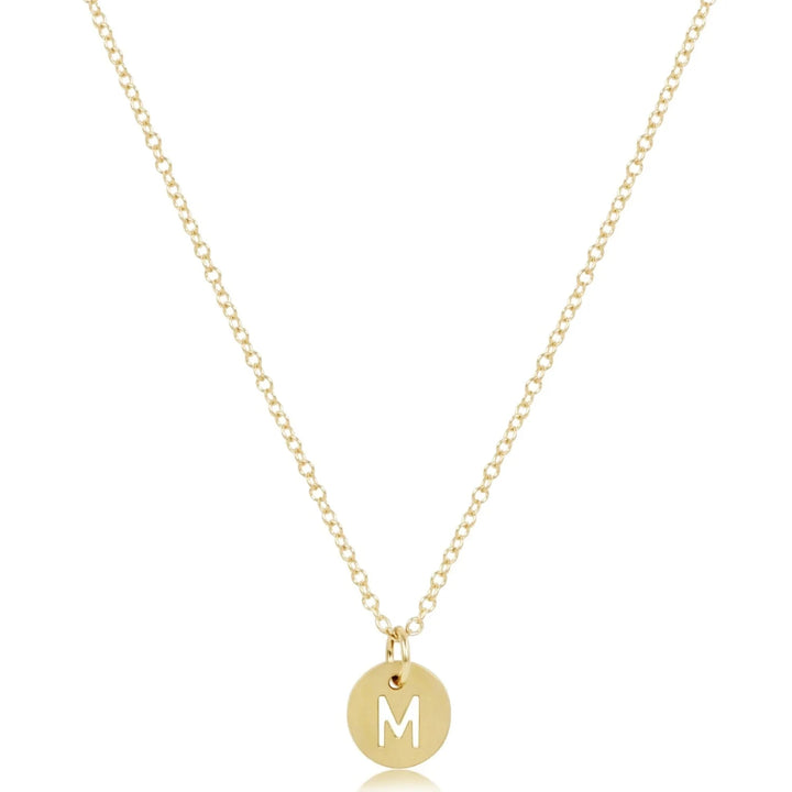 16" Respect Small Gold Disc Initials Necklace Womens Necklace ENewton 