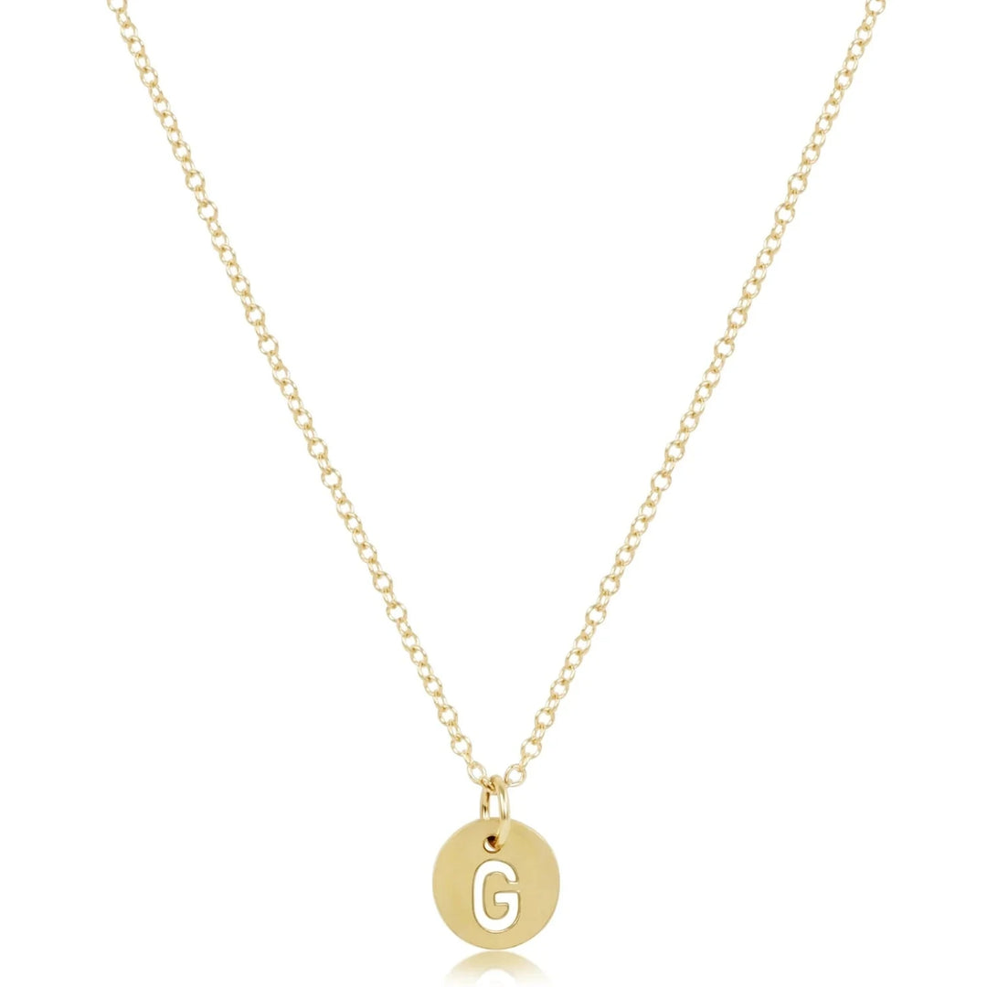 16" Respect Small Gold Disc Initials Necklace Womens Necklace ENewton 