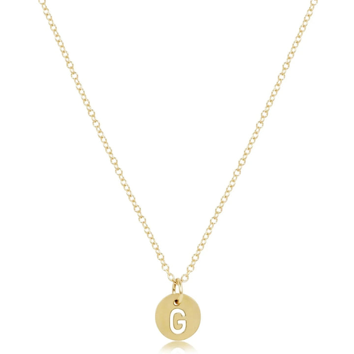16" Respect Small Gold Disc Initials Necklace Womens Necklace ENewton 