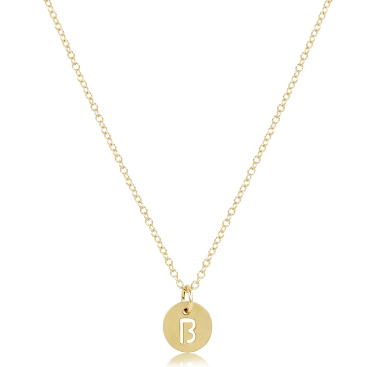 16" Respect Small Gold Disc Initials Necklace Womens Necklace ENewton 