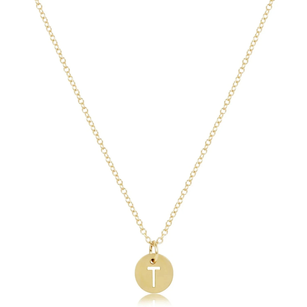 16" Respect Small Gold Disc Initials Necklace Womens Necklace ENewton 