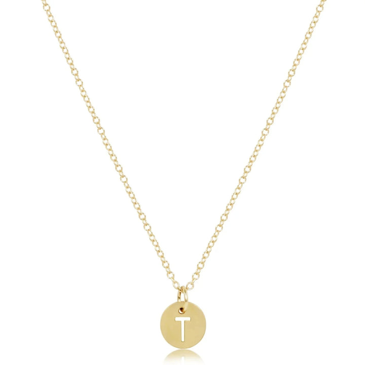 16" Respect Small Gold Disc Initials Necklace Womens Necklace ENewton 