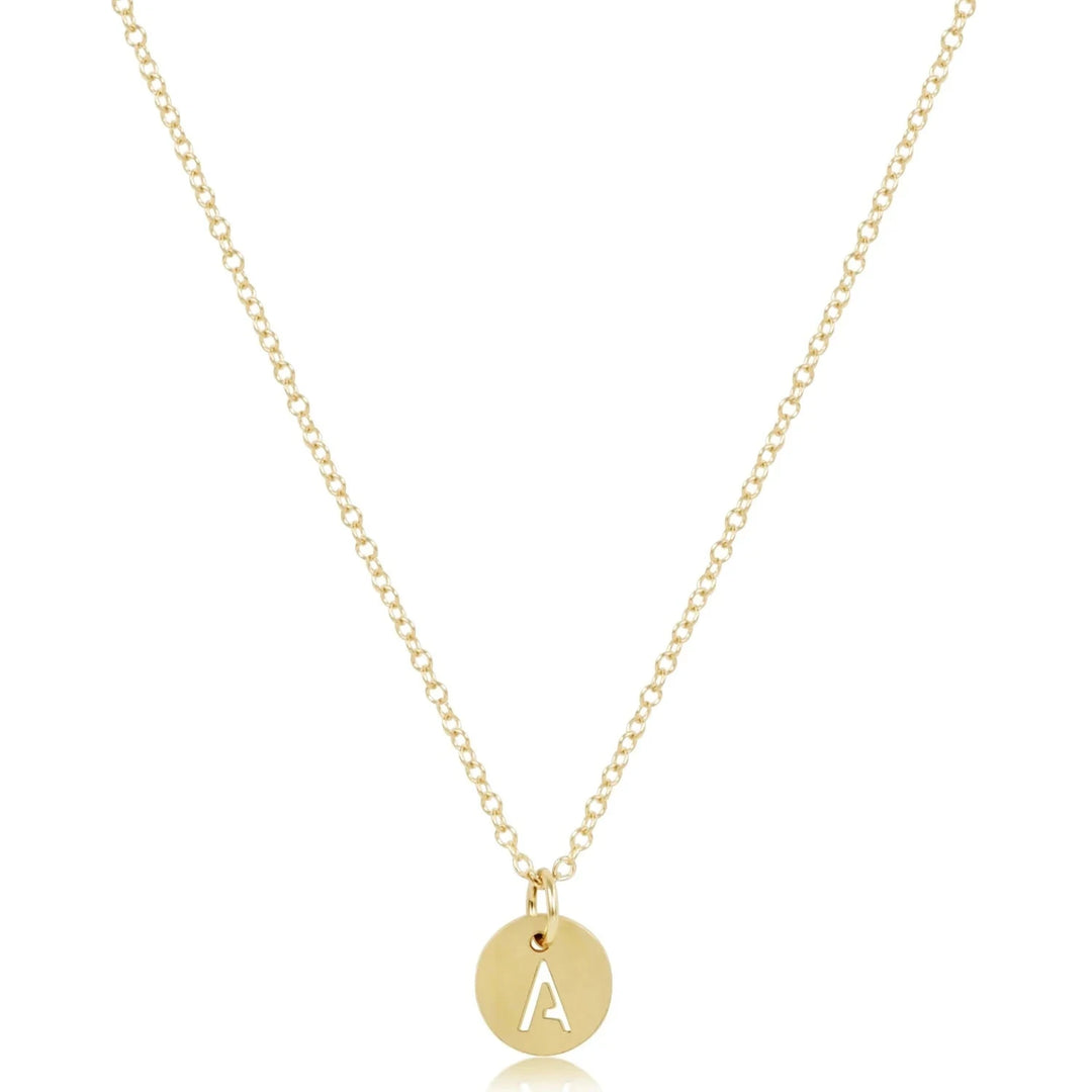 16" Respect Small Gold Disc Initials Necklace Womens Necklace ENewton 