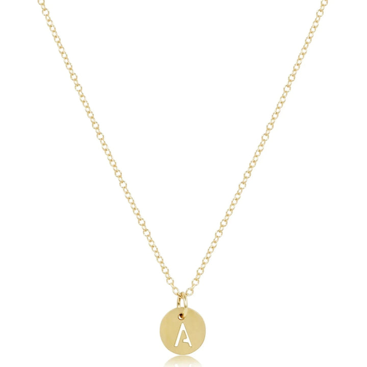 16" Respect Small Gold Disc Initials Necklace Womens Necklace ENewton 