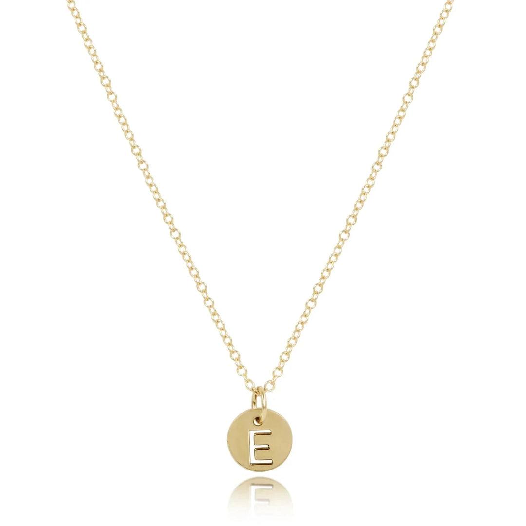 16" Respect Small Gold Disc Initials Necklace Womens Necklace ENewton 