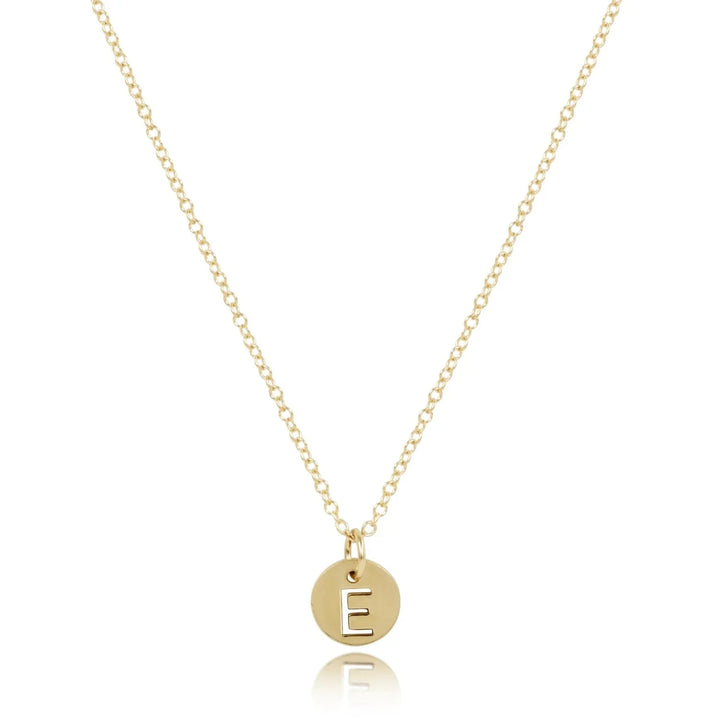 16" Respect Small Gold Disc Initials Necklace Womens Necklace ENewton 
