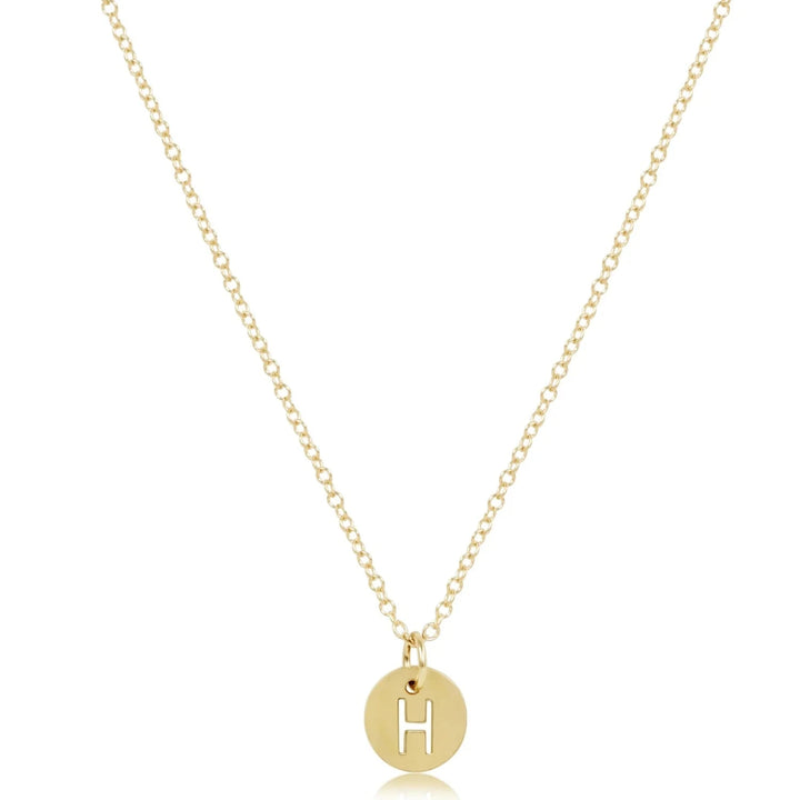 16" Respect Small Gold Disc Initials Necklace Womens Necklace ENewton 