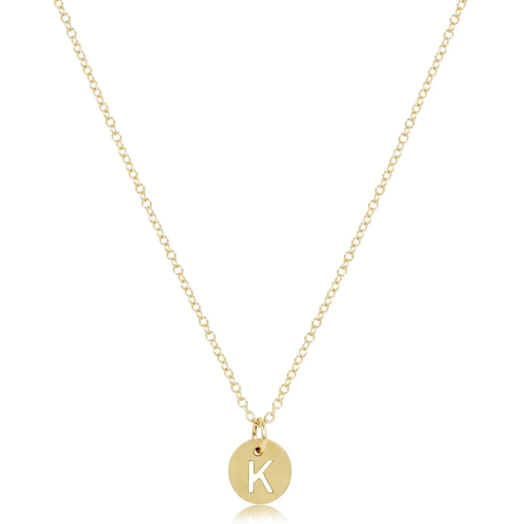 16" Respect Small Gold Disc Initials Necklace Womens Necklace ENewton 