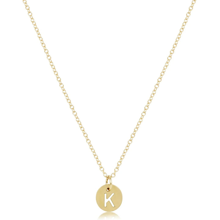 16" Respect Small Gold Disc Initials Necklace Womens Necklace ENewton 