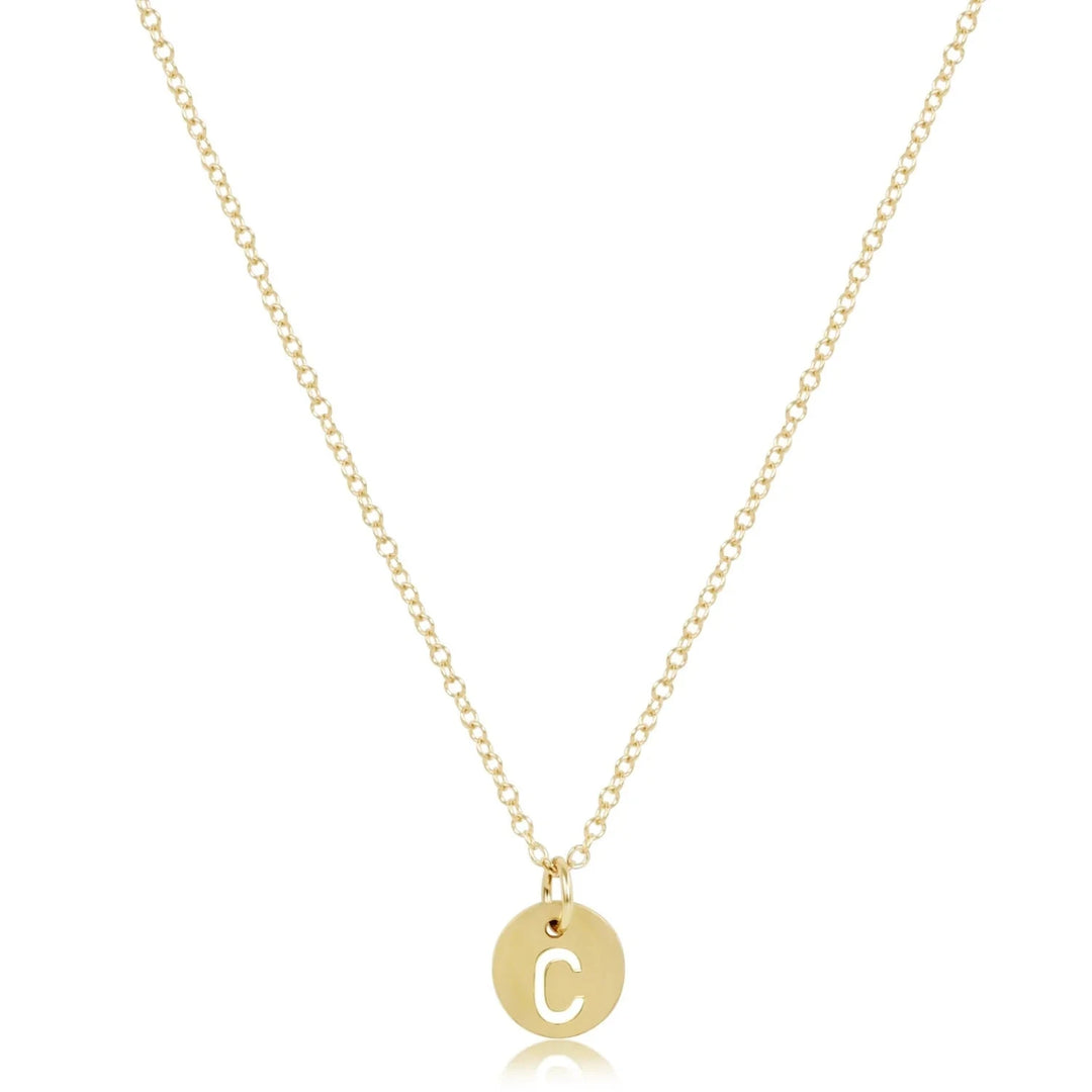 16" Respect Small Gold Disc Initials Necklace Womens Necklace ENewton 