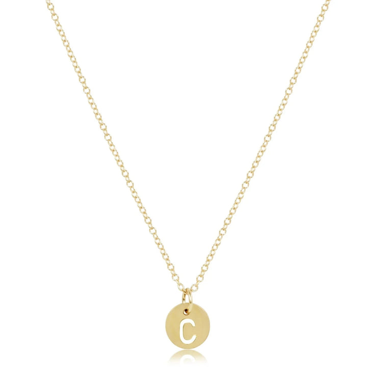 16" Respect Small Gold Disc Initials Necklace Womens Necklace ENewton 