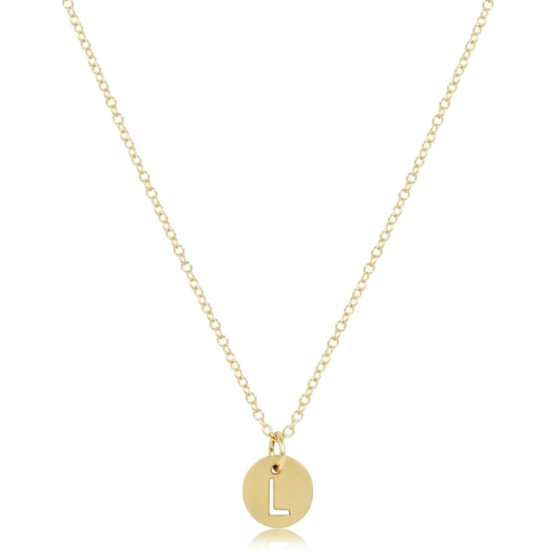 16" Respect Small Gold Disc Initials Necklace Womens Necklace ENewton 