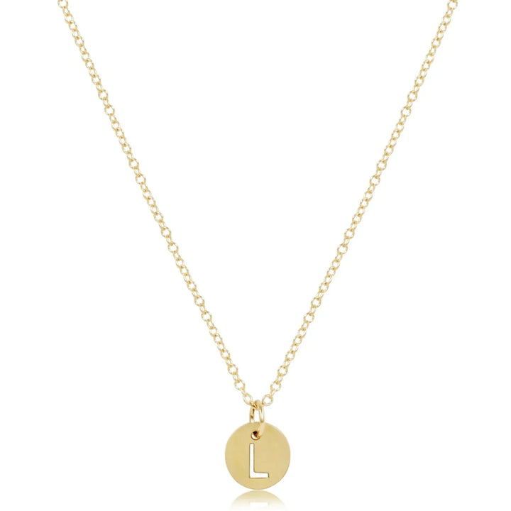 16" Respect Small Gold Disc Initials Necklace Womens Necklace ENewton 