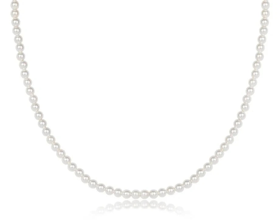 17" Choker Classic Pearl 3mm Bead Womens Necklace ENewton 