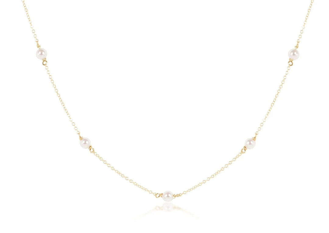 17" Choker Simplicity Chain Gold - Pearl 4mm Womens Necklace ENewton 