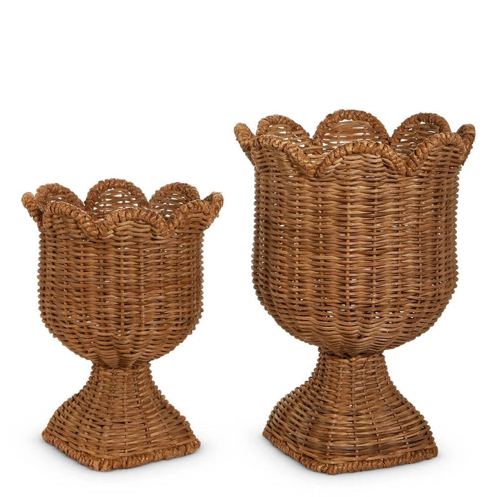 17.75" Woven Scalloped Urns Home Decor RAZ 