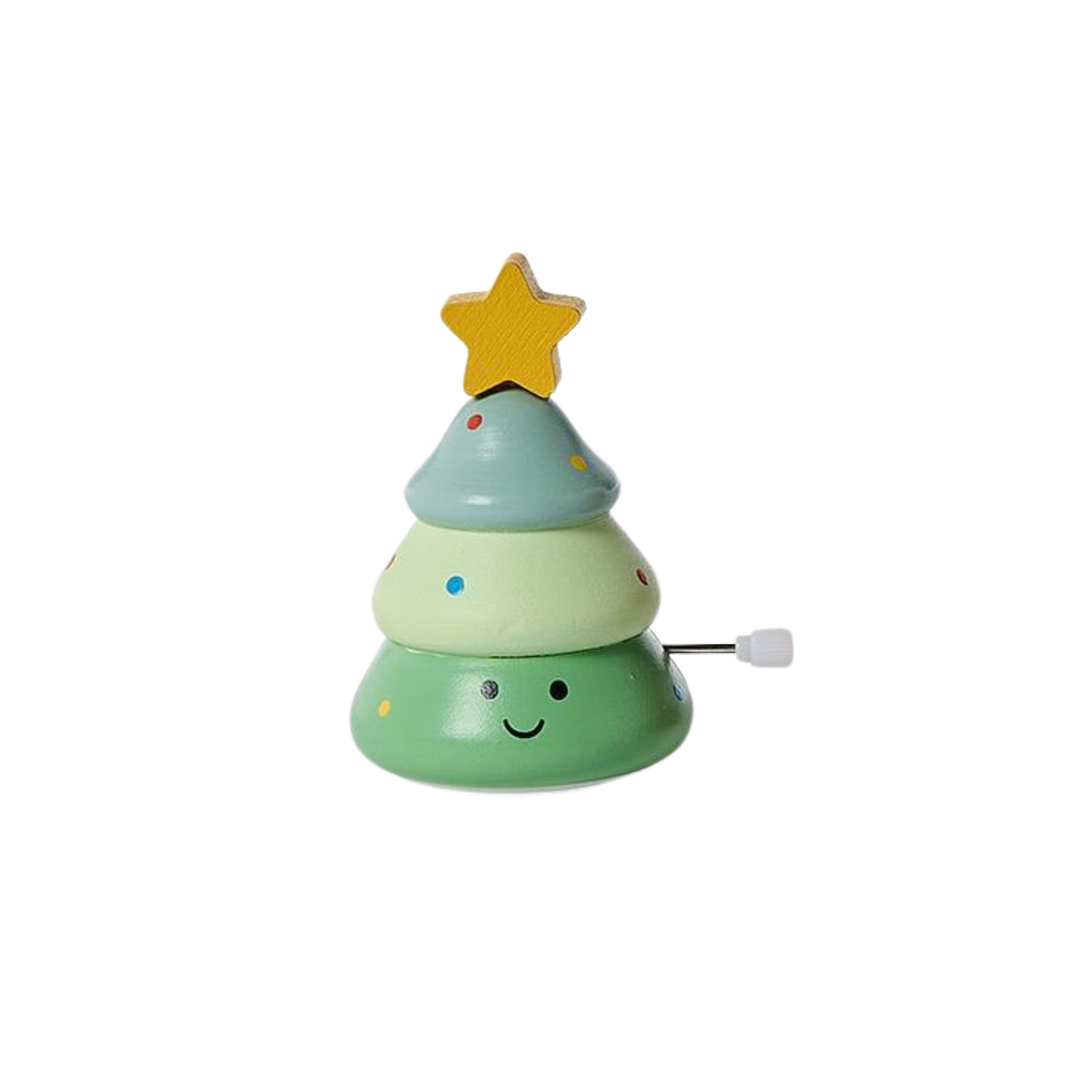 Christmas Wooden Wind Up Spinning Toy