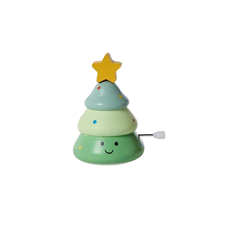Christmas Wooden Wind Up Spinning Toy