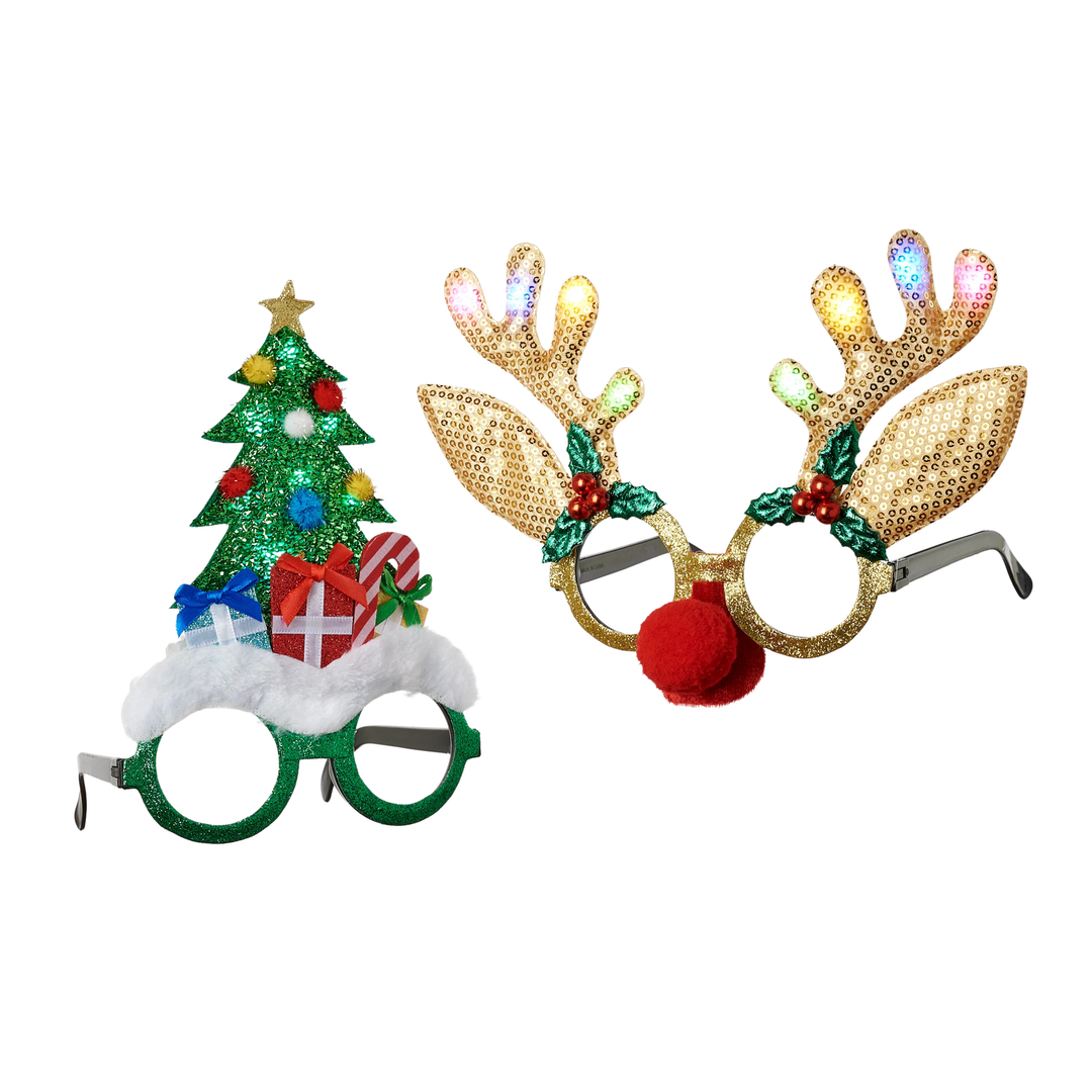 Reindeer and Christmas Tree Glasses