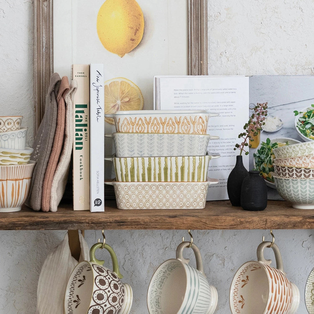 2-1/2 Cup Hand-Stamped Stoneware Bakers Bakeware Creative Co-Op 