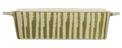 2-1/2 Cup Hand-Stamped Stoneware Bakers Bakeware Creative Co-Op Green Stripes 