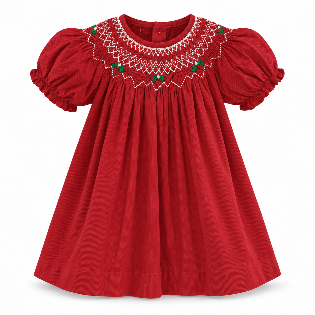 Savannah Holly Corduroy Bishop Dress