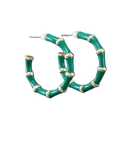 25mm Bamboo Hoop Earrings Earrings Golden Stella Green 