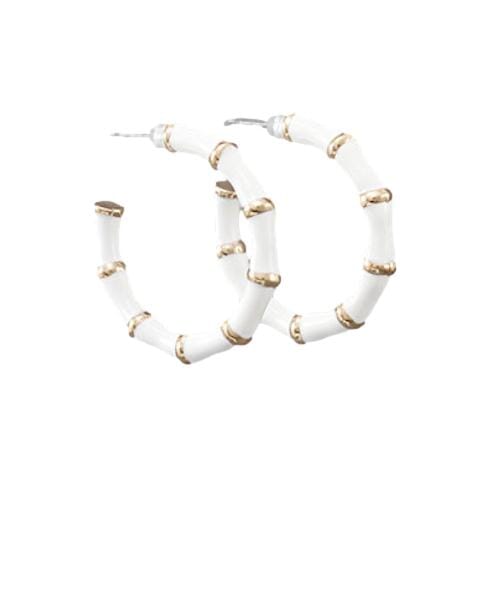 25mm Bamboo Hoop Earrings Earrings Golden Stella White 