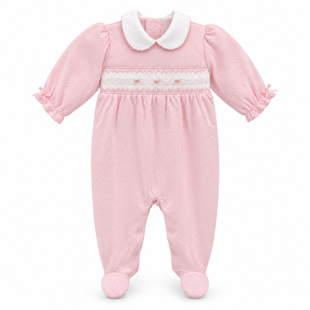 Sweet Pink Smocked Newborn Footie