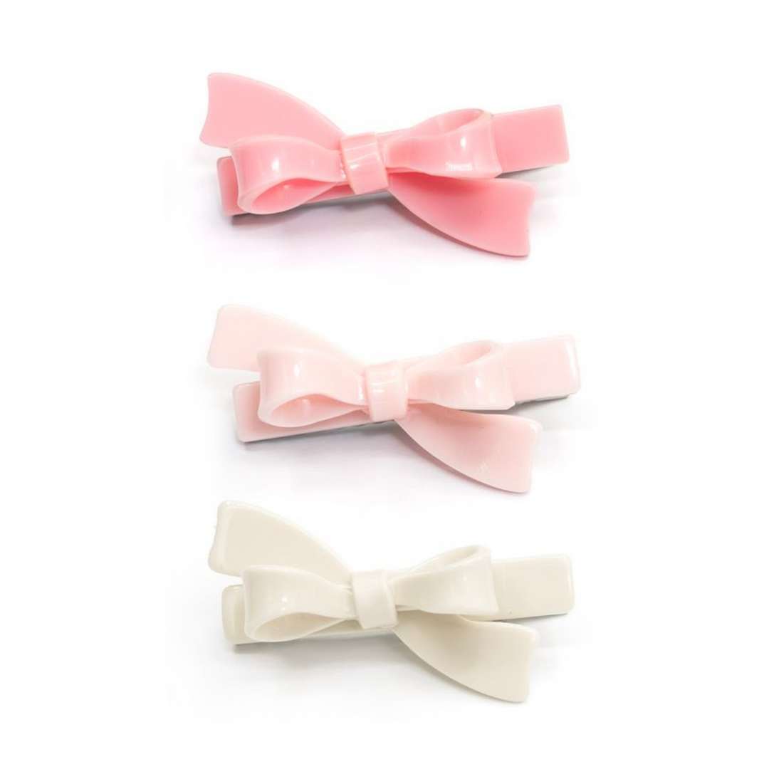 Pretty Pink, Baby Pink, Cream Bow Hair Clips
