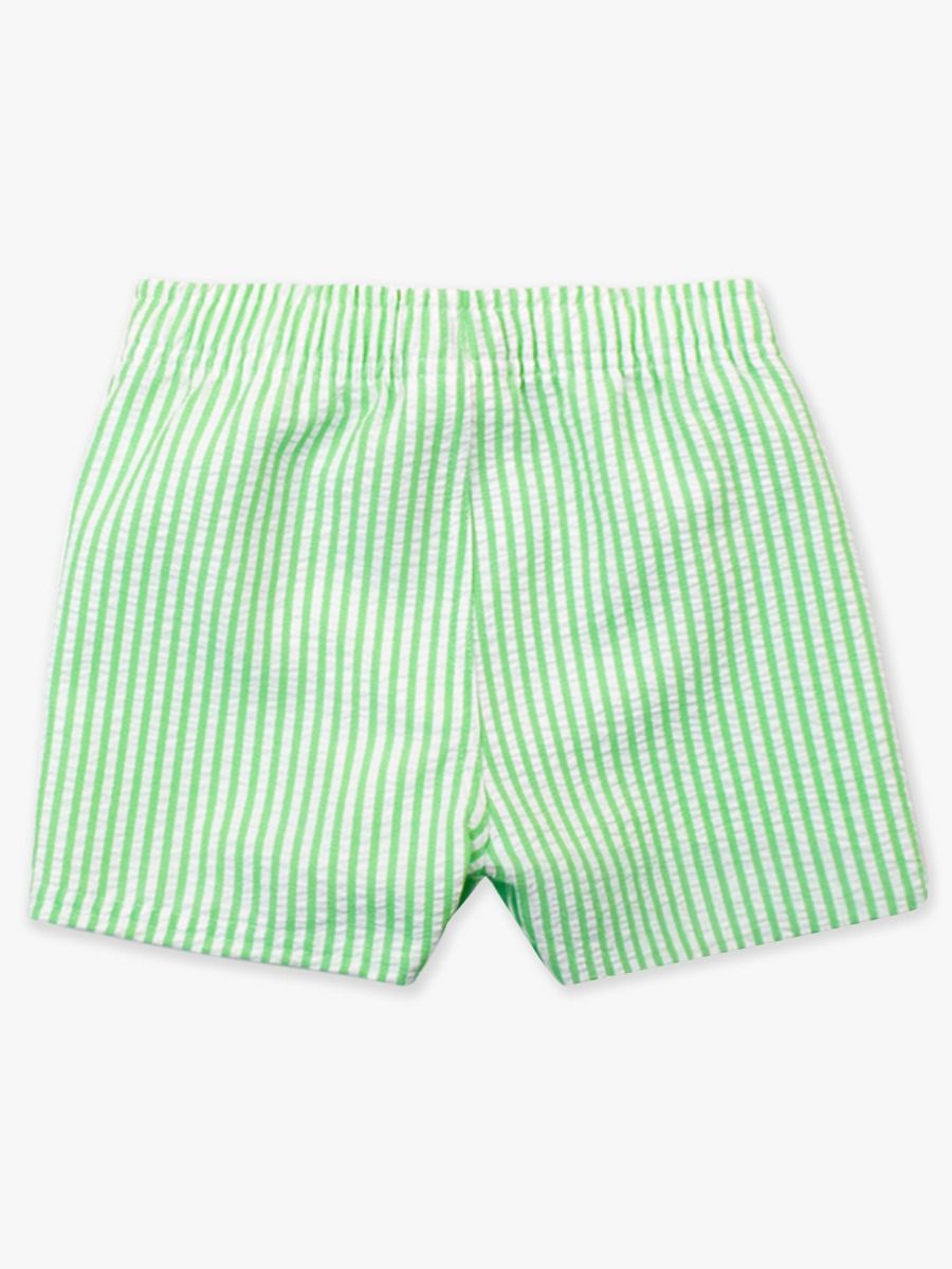 Spring Green Seersucker Swim Trunks