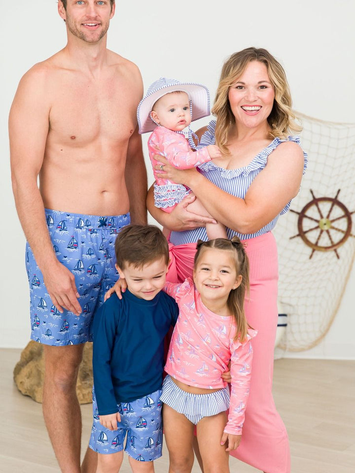 Blue Seas the Day Swim Trunks