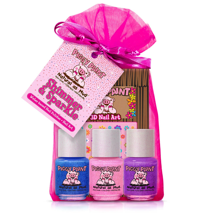 3 Color Gift Set - Shimmer and Sparkle Nail Polish Piggy Paint 