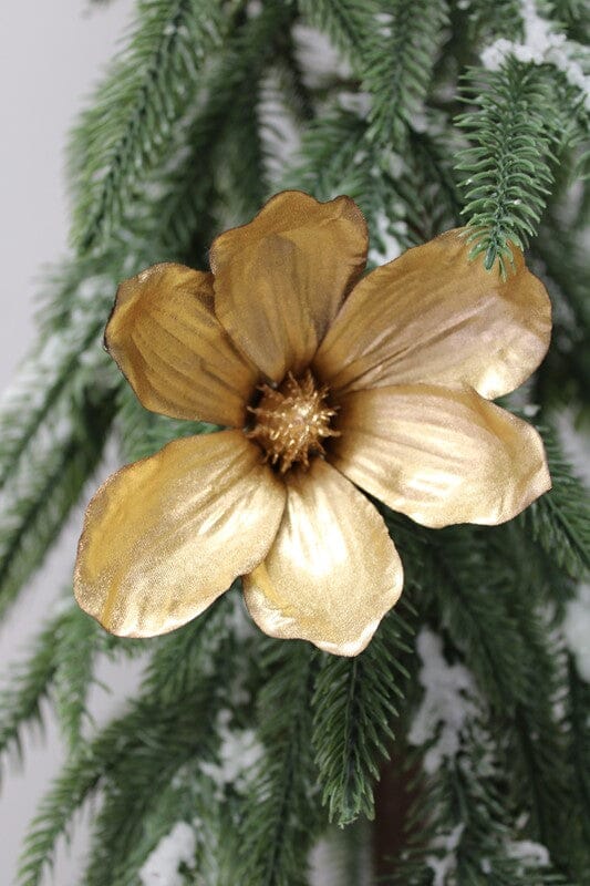 3" Gold Magnolia Clip Ornament Trade Cie 