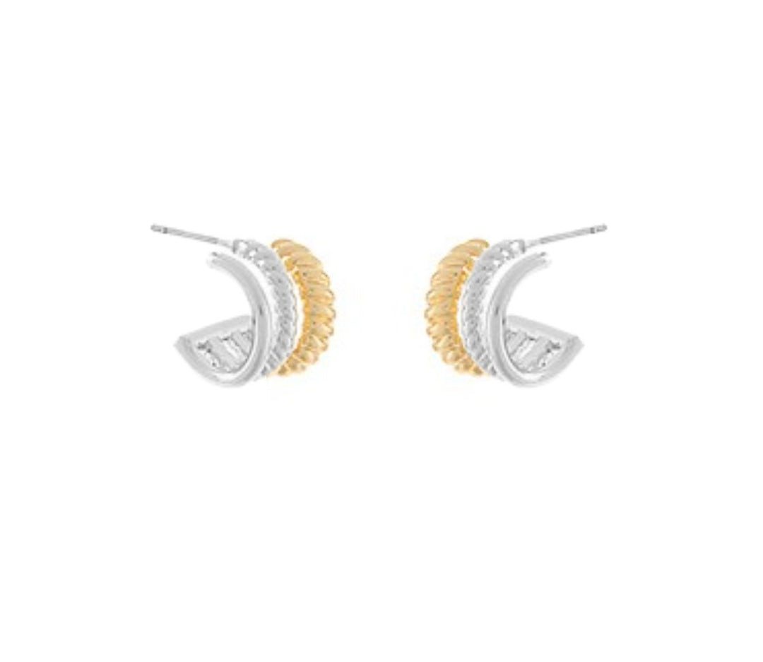 3 Line Rope Textured Hoops Womens Earrings Golden Stella 