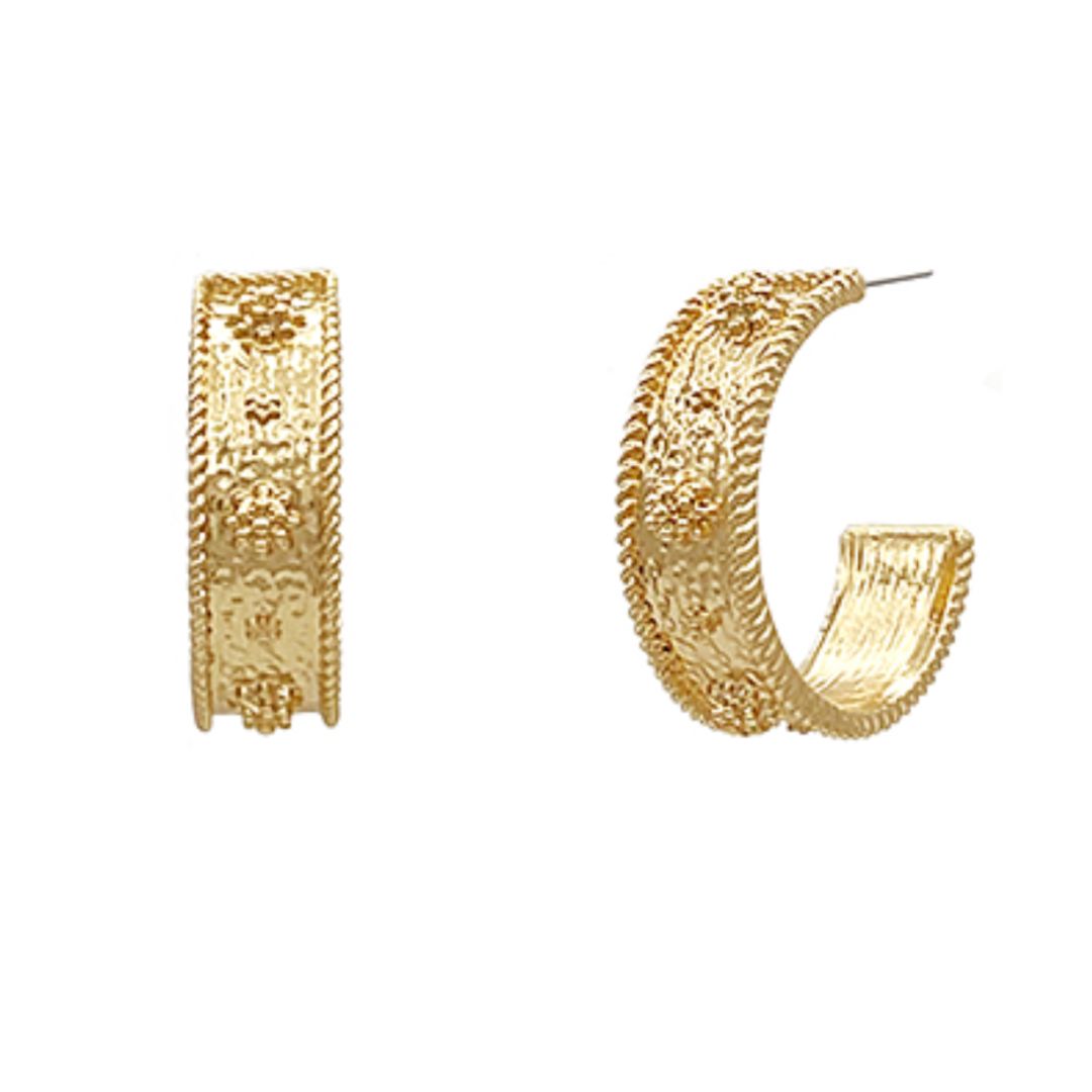 30mm Textured Hoops Womens Earrings Golden Stella 